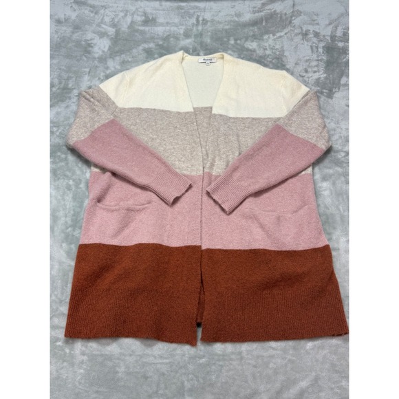 Madewell Sweaters - Madewell Cardigan Sweater M Color‎ Block Open Front Knit Pink Brown Beige
